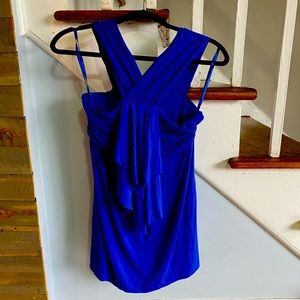 Beautiful halter royal blue cache dress shirt. Women size small. Great condition